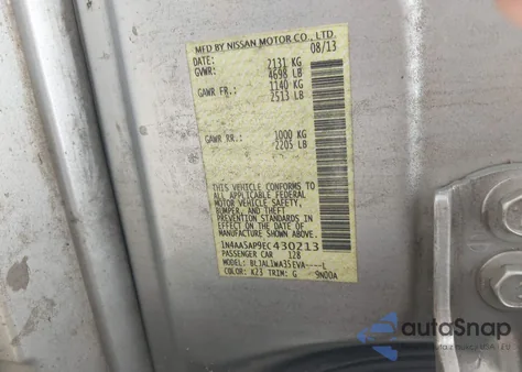 2014 Nissan Maxima 3.5 Sv from USA, damaged, VIN 1N4AA5AP9EC430213